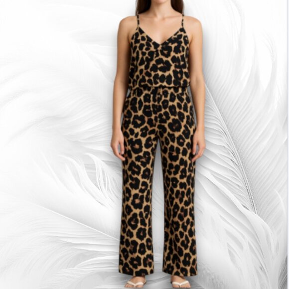 Women's Leopard Print Matching Set – Cami Top & Wide Leg Pants Size: M - Picture 1 of 9